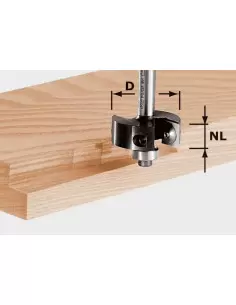 Fraise à feuillurer à plaquettes réversibles HW, queue de 8 mm HW S8 D38/12 - Festool