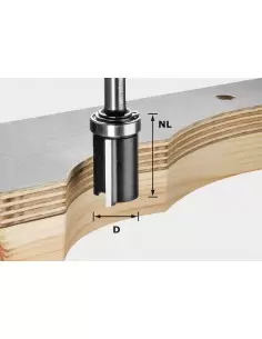 Fraise à affleurer HW avec queue de 8mm HW S8 D19/NL25 - Festool