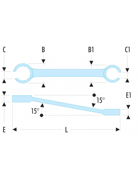 42 - Clés à tuyauter inclinées à 15° métriques - 42.30X32 - Facom