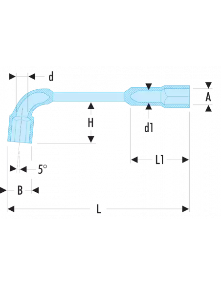 75 - Clés à pipe débouchées forgées 6 pans x 6 pans en pouces - 75.5/16 - Facom