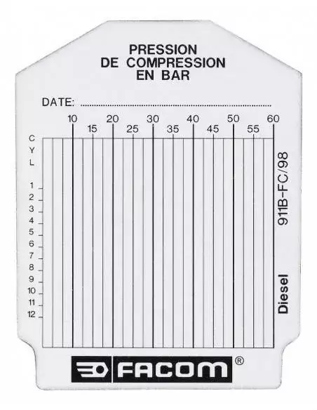 Sachet de 100 fiches de contrôle - diesel - 911B.FC - Facom