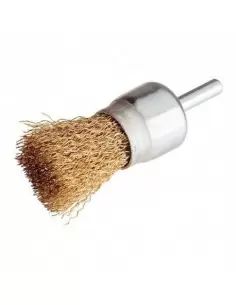 Brosse pinceau sur tige D.25 mm - Fils de 0,3 mm ondulés en acier laitonné - 10314018 - Sidamo