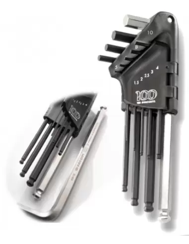 Jeu de 9 clés males longues 6 pans tête sphérique 1,5 a 10 mm sur étui édition limitée 100 ans - 83SH.JP9A100Y - Facom
