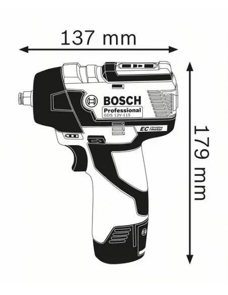 Clé à chocs sans fil GDS 12V-115 Solo Coffret L-BOXX - 06019E0102 - Bosch