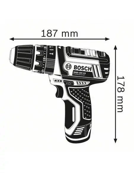 Perceuse-visseuse à percussion GSB 12V-15 Solo L-BOXX | 06019B690E - Bosch