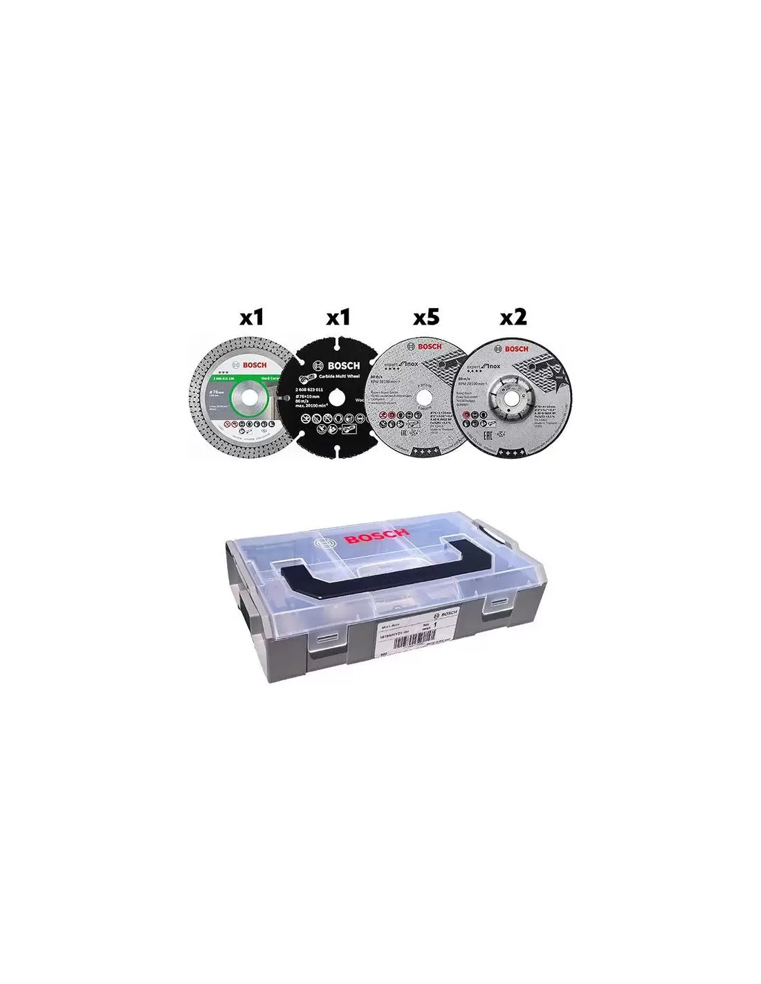 Coffret mini L-Boxx + 9 disques Ø76mm pour meuleuse GWS 12V-76 - 06159975VC  - Bosch