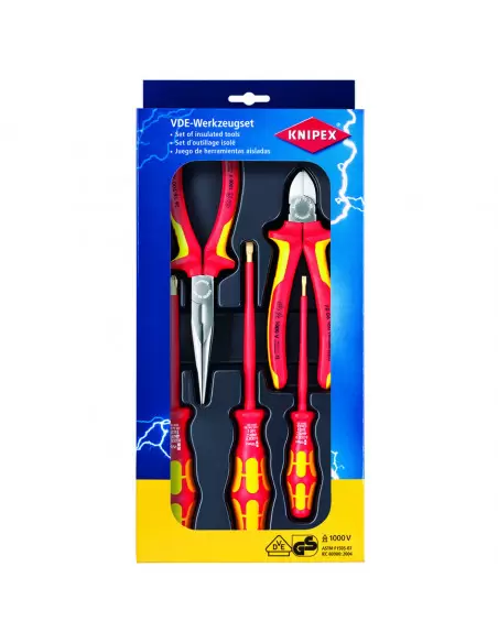 Pack outils isolés 1000V 2 pinces + 3 tournevis VDE | 002013 - Knipex