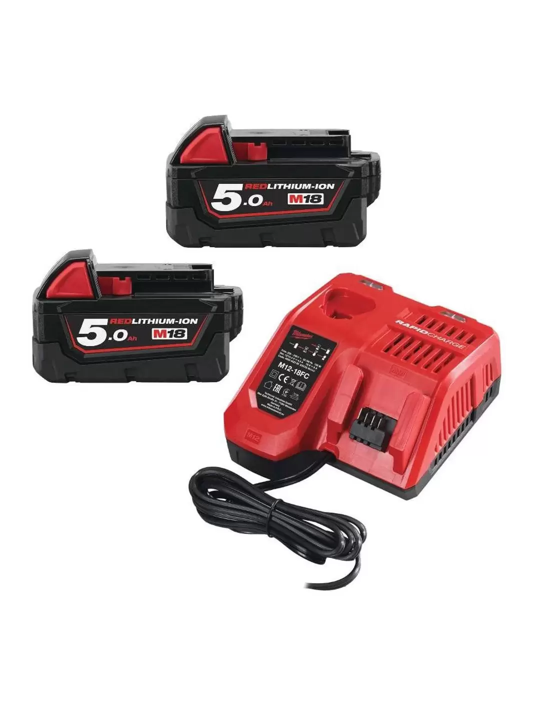 Pack batteries 18V 2x5,0 Ah et 12V 2,0 Ah - MILWAUKEE M18 NRG-502