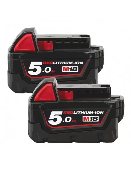 Pack 2 batteries 18V 5Ah + 1 batterie 12V 2Ah + chargeur M18 NRG-502 | 4933459217 - Milwaukee