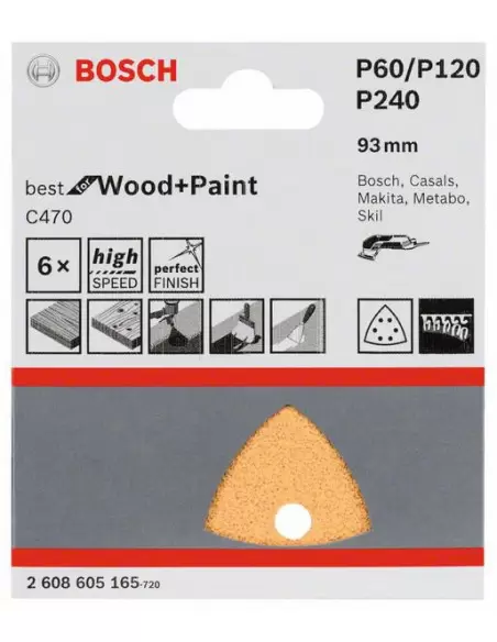 Feuille abrasive pour ponceuses Delta et découpeurs-ponceurs |C470 Best for Wood + Paint - Bosch