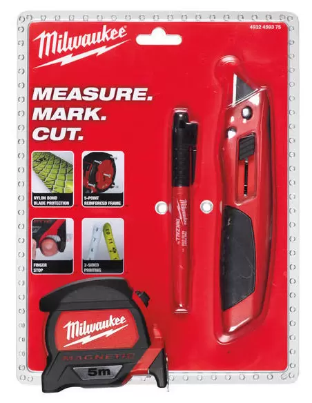 Pack Mètre Premium 5M + Cutter + Marqueur | 4932459375 - Milwaukee