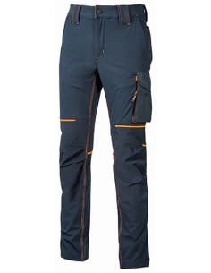 Pantalon de travail Slim Bleu Marine/Orange WORLD | FU189DB - U-Power