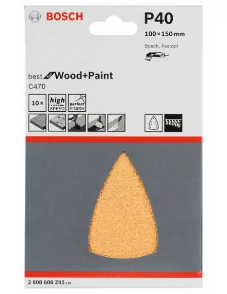 Feuilles abrasives Delta C470 100x150 Grain 40 Bois et peinture | 2608608Z93 - Bosch