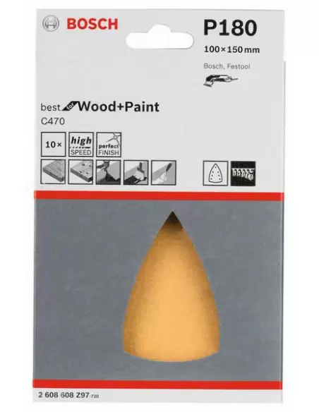Feuilles abrasives Delta C470 100x150 Grain 120 Bois et peinture | 2608608Z97 - Bosch