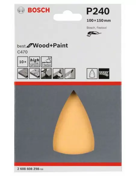 Feuilles abrasives Delta C470 100x150 Grain 240 Bois et peinture | 2608608Z98 - Bosch