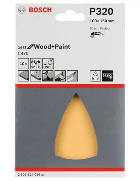 Feuilles abrasives Delta C470 100x150 Grain 320 Bois et peinture | 2608624056 - Bosch