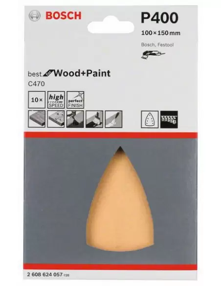Feuilles abrasives Delta C470 100x150 Grain 400 Bois et peinture | 2608624057 - Bosch
