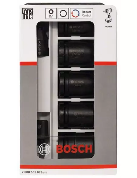 Pack 5 douilles adaptables impact + 2 adaptateurs | 2608551029 - Bosch