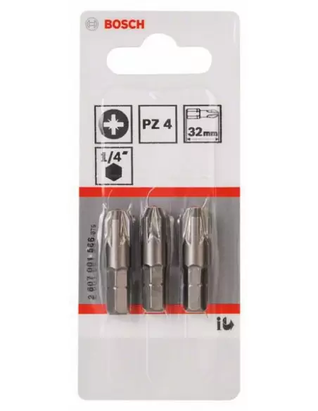 Pack 3 Embouts de vissage pozidriv extra-dure PZ4 longueur 32 mm | 2607001566 - Bosch