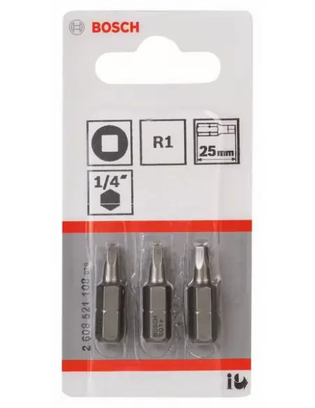 Pack 3 Embouts de vissage carrée conique femelle extra-dure R1 longueur 25 mm | 2608521108 - Bosch