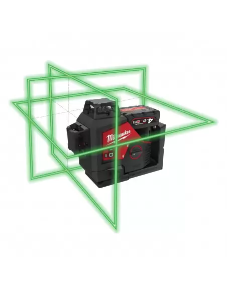Laser 3 lignes vert avec applomb 12V 4Ah M12 3PL-401C | 4933478102 - Milwaukee