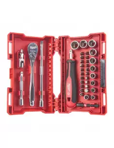 Coffret clés à cliquet 1/4" + douilles + embouts (38 pièces) | 4932479096 - Milwaukee