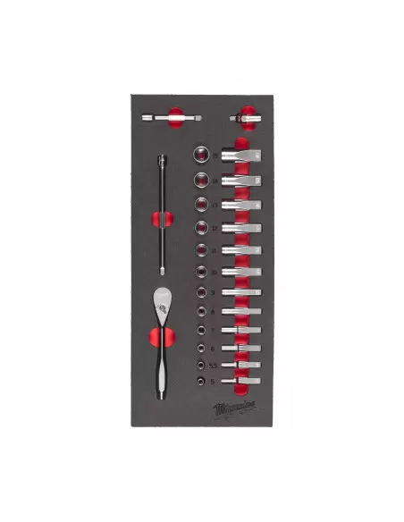 Module mousse Jeu de clés à cliquet et de douilles 1/4" | 4932479824 - Milwaukee