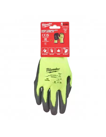 Gants haute-visibilité anti-coupures niveau 2/B Taille 8/M | 4932479922 - Milwaukee