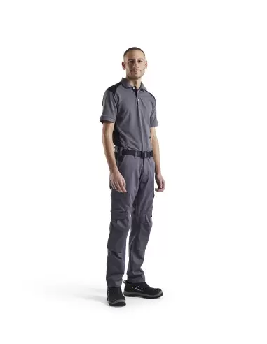 Pantalon industrie avec poches genouillères stretch 2D Gris moyen/Noir | 144818329699 - Blaklader