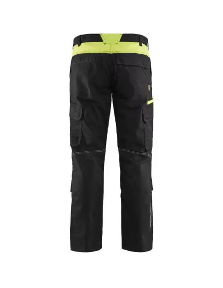 Pantalon industrie avec poches genouillères stretch 2D Noir/Jaune fluo | 144818329933 - Blaklader