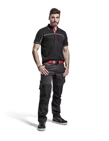 Pantalon maintenance +stretch Noir/Rouge | 149513309956 - Blaklader