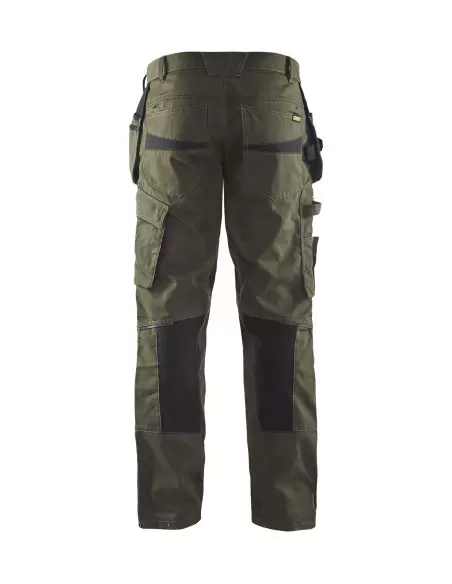 Pantalon maintenance +stretch avec poches flottantes Vert Kaki/Noir | 149613304599 - Blaklader