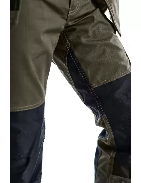Pantalon maintenance +stretch avec poches flottantes Vert Kaki/Noir | 149613304599 - Blaklader