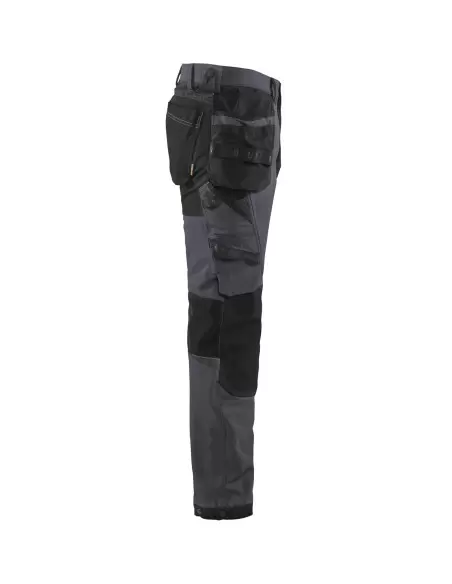 Pantalon artisan stretch 4D Gris moyen/Noir | 152216459699 - Blaklader