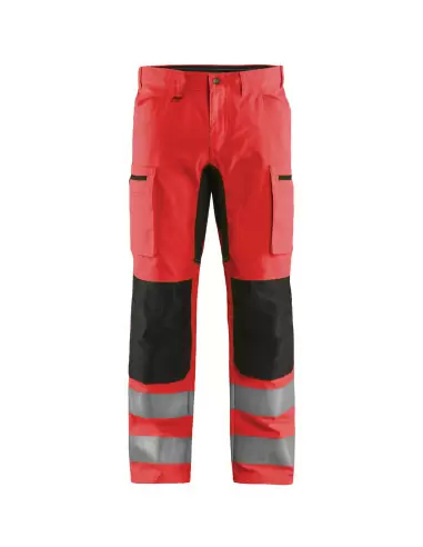 Pantalon artisan haute-visibilité +stretch Rouge fluo/Noir | 158518115599 - Blaklader