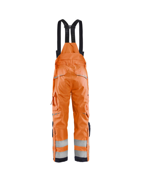 Pantalon à bretelles hardshell haute-visibilité Orange fluo/Marine | 186719775389 - Blaklader