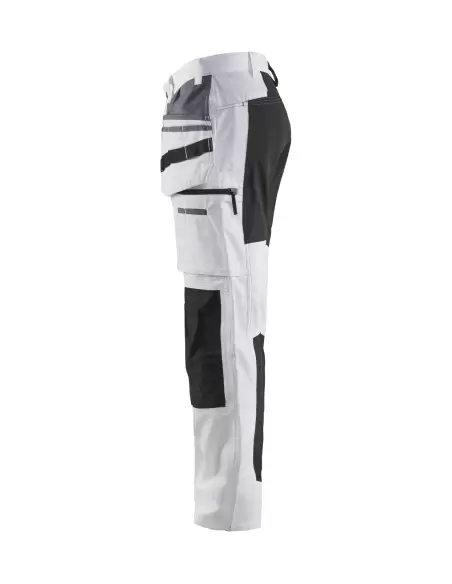 Pantalon peintre +stretch Blanc/Noir | 191010001099 - Blaklader