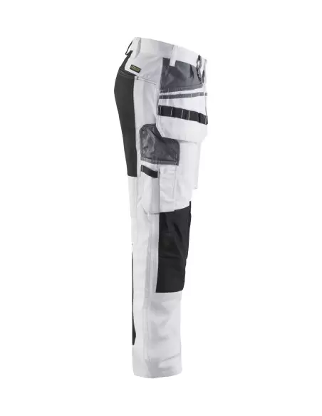 Pantalon peintre +stretch Blanc/Noir | 191010001099 - Blaklader