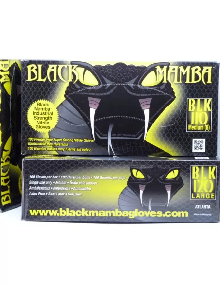 Gants Nitrile Noir Epais Black Mamba (boite de 100)