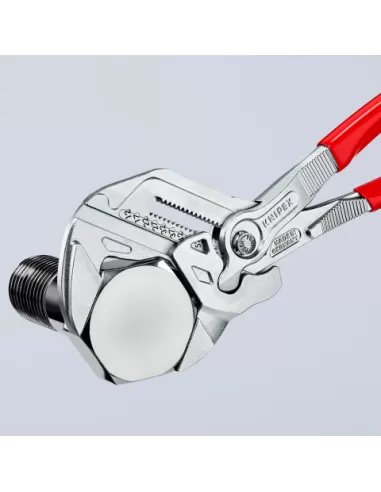 Pince-clé 300mm - Gainage PVC - Chromée - Capacité 68mm - Sur carte -  KNIPEX