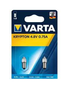 2 Ampoules Culot Lisse 792 Krypton 4,8V 0,75A | Varta