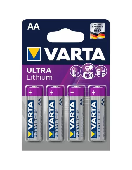 4 Piles Lithum AA LR6 Varta Ultra Lithium, Varta