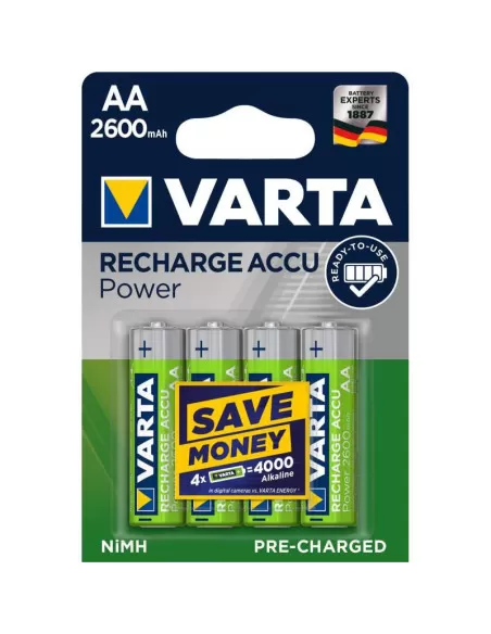 4 Piles Rechargeables AA / HR6 2600mAh Varta Accu Pro | Varta