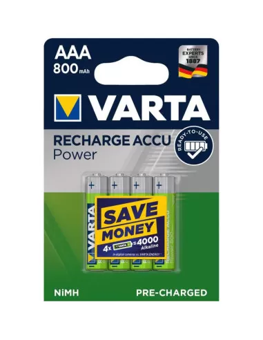 4 Piles Rechargeables AAA / HR03 800mAh Varta Accu | Varta