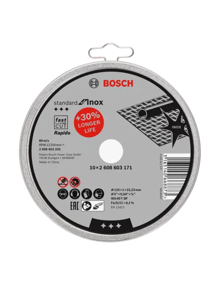 Disque à tronçonner 125x22,23x1 Standard for Inox Rapido (x10) | 2608603255 - Bosch