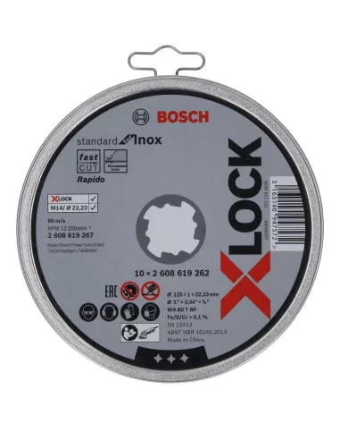 Disque à tronçonner droits X-LOCK 125x22,23x1 (x10) Standard for inox | 2608619267 - Bosch