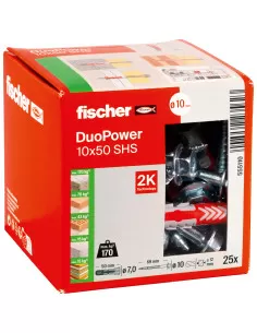 Cheville bi-matière DuoPower 10 x 50 S avec vis (x25) | 555110 - Fischer