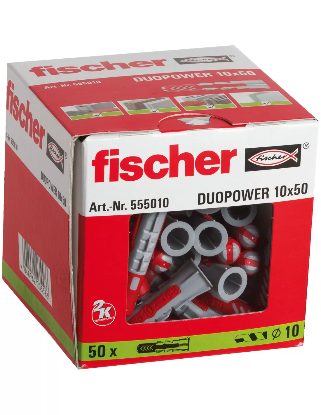 FISCHER, Cheville bi-matière DuoPower 10 x 50 S avec vis