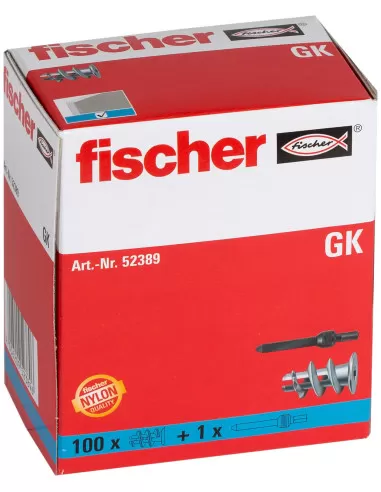 Cheville nylon pour plaque de plâtre GK (x 100) | 052389 - Fischer
