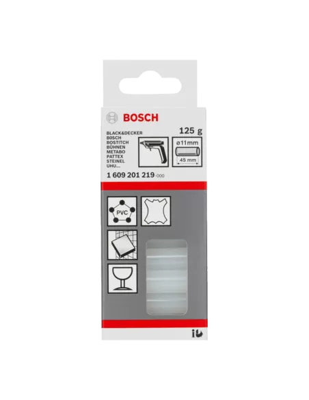 Bâtonnet de colle à fusion transparent pour pistolet à colle (paquet de 125 gr) | 1609201219 - Bosch